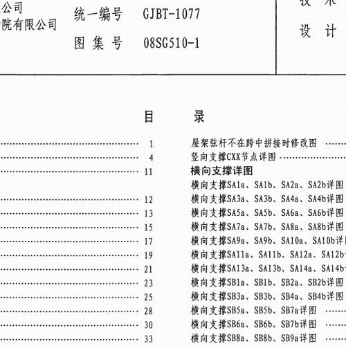 08SG510-1 輕型屋面平行弦鋼屋架（圓鋼管、方鋼管）